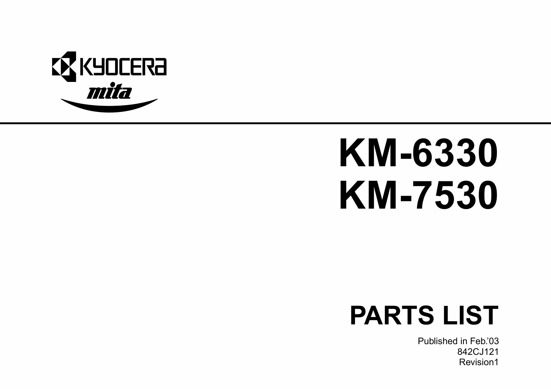 KYOCERA Copier KM-6330 7530 Parts Manual-1